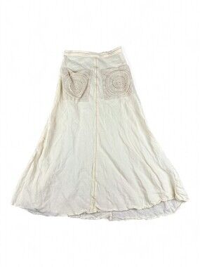 Zara Crochet Pocket Maxi Skirt Sz S Cream Boho